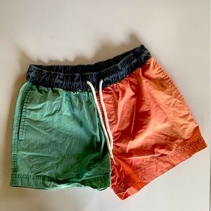 21 Men Colorblock drawstring swim trunks coral & green size XS